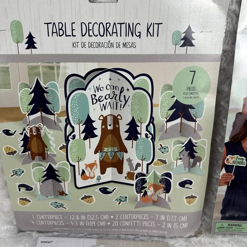 Woodland Baby Shower Boy Girl Bear*Fox*Porcupine*squirrel 29 Piece Decorations